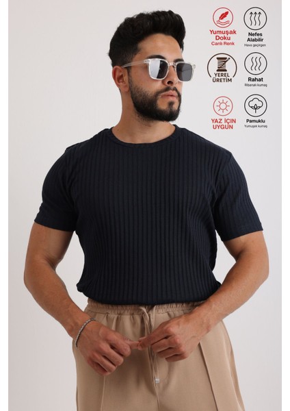 3'lü Erkek Fitilli Zinox Kumaş Kazak – Yumuşak Dokulu Kısa Kol Basic Kazak modelleri