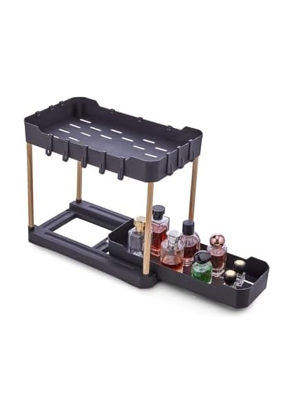 Sev Plastik Iki Katlı Dolap Içi/tezgah Üstü Fonksiyonel Organizatör Ahşap Ayaklı Siyah fiyatları