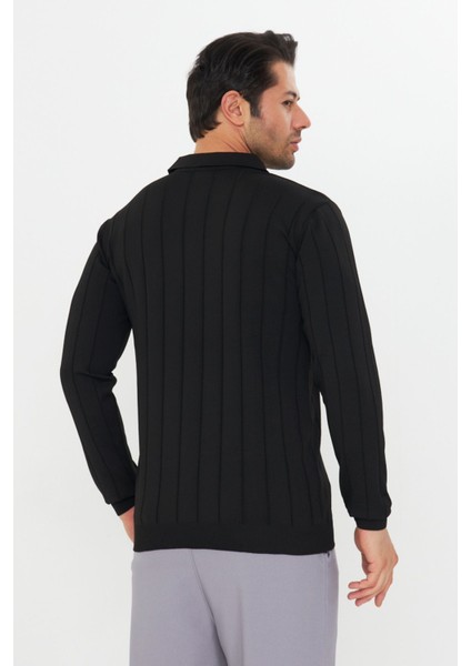 Erkek Polo Yaka Uzun Kol Yarım Fermuarlı Klasik Düz Günlük Kullanıma Uygun Triko fırsatları