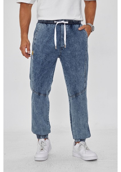 Erkek Parçalı Desen Yan Etiketli Paça Lastikli Bel Bağcıklı Pantolon 720 modelleri