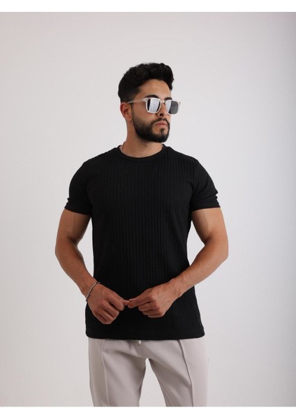 Kumaş Basic Kendinden Desenli T-Shirt fiyatları