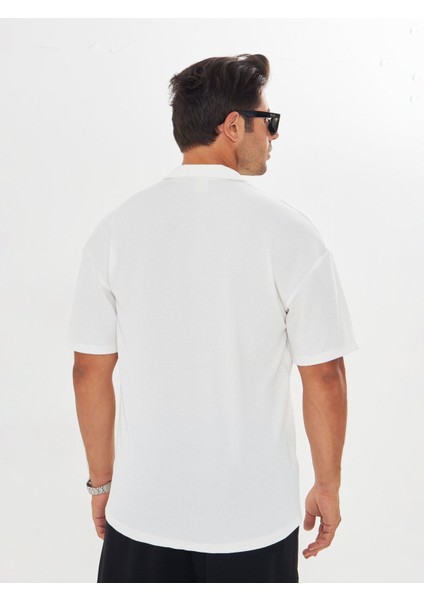 Erkek Kısa Kol Oversize Apaş Yaka Burgu Desen Rahat Gömlek fiyatları