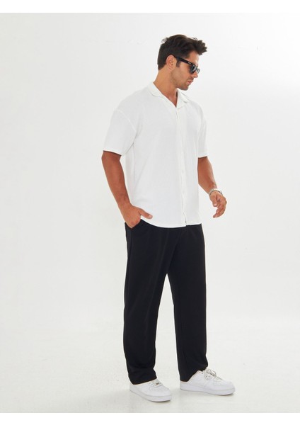 Erkek Kısa Kol Oversize Apaş Yaka Burgu Desen Rahat Gömlek modelleri
