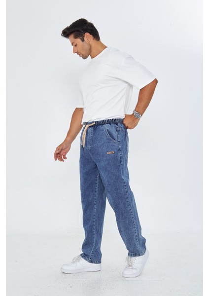 Erkek Baggy Düz Şık Etiket Detaylı Kot Pantolon 713 fırsatları