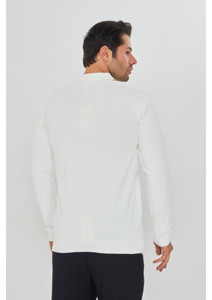 Erkek Polo Yaka Uzun Kol Yarım Fermuarlı Klasik Düz Günlük Kullanıma Uygun Triko fırsatları