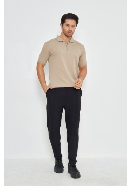 Erkek Yazlık Rahat ve Trend Polo Yaka ve Dikey Fermuarlı Klasik Kısa Kollu Kazak modelleri