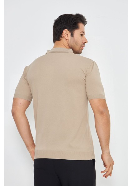 Erkek Yazlık Rahat ve Trend Polo Yaka ve Dikey Fermuarlı Klasik Kısa Kollu Kazak fırsatları