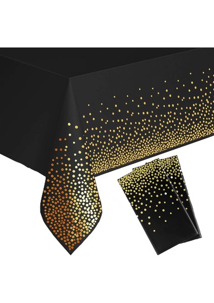 Plastik Masa Örtüleri, Partiler, Mezuniyet, 2&apos;li Paket Siyah ve Altın Nokta Konfeti Dikdörtgen Masalar Için Tek Kullanımlık Parti Masa Örtüleri, Düğün, Doğum Günü Için Suya Dayanıklı Dikdörtge