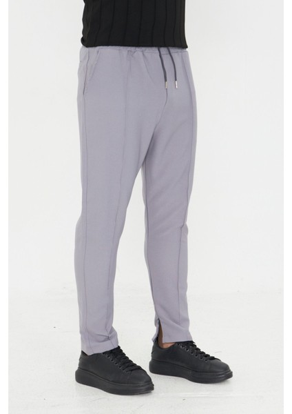 Erkek Çımalı Yandan Cepli Lastikli Bağcıklı Paça Fermuarlı Kullanışlı Slim Fit Jogger