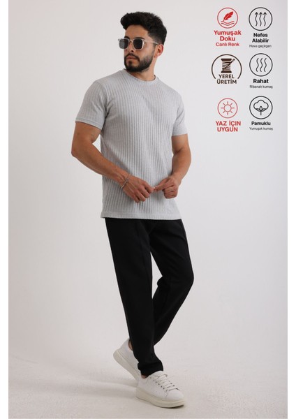 Erkek Fitilli Zinox Kumaş Tişört – Yumuşak Dokulu Basic Tişört indirimleri