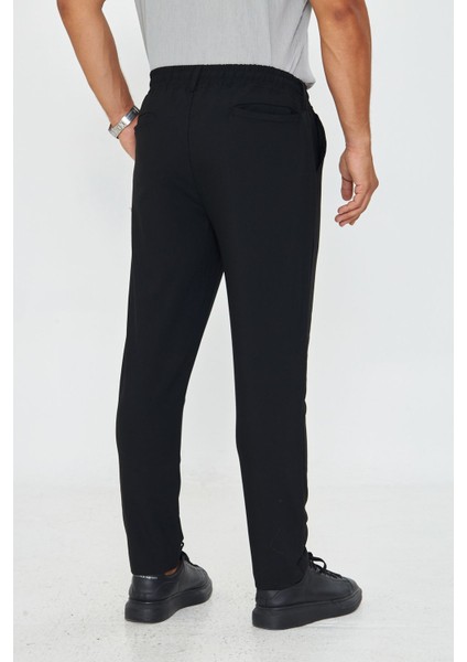 Erkek Bel Kemerli Klasik Bez Ayağı Kumaş Jogger