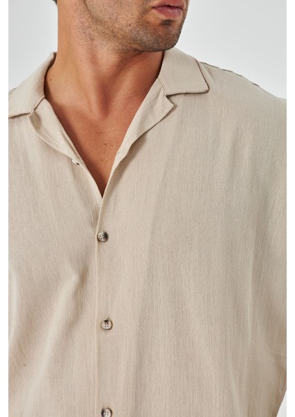 Erkek Keten Apaş Yaka Kısa Kol Gömlek - Şort Takım indirimleri