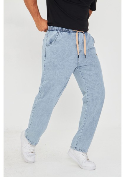 Erkek Baggy Düz Şık Etiket Detaylı Kot Pantolon 713 fiyatları