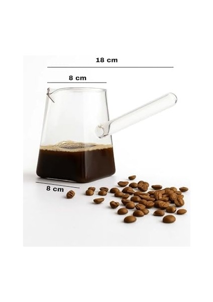 Borosilikat Cam Cezve – Dayanıklı, Ocak Üstü Uyumlu Şeffaf Kahve Cezvesi 400 ml