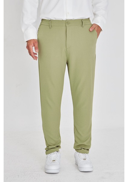 Erkek Bel Yarım Lastikli Kemerli Double Paça Dabıl Face Kumaş Slim Fit Pantolon fiyatları