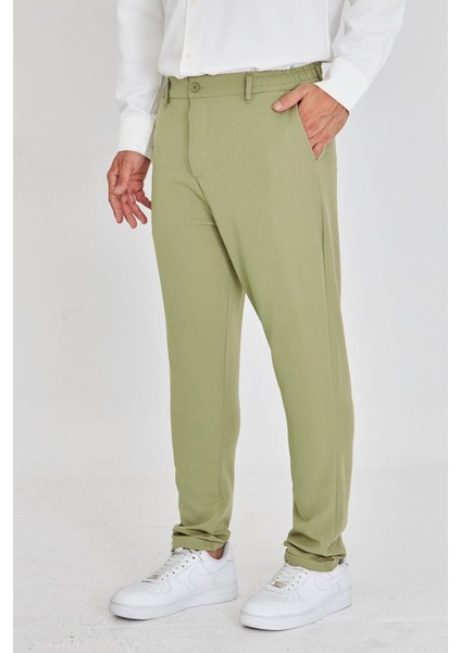 Erkek Bel Yarım Lastikli Kemerli Double Paça Dabıl Face Kumaş Slim Fit Pantolon fırsatları