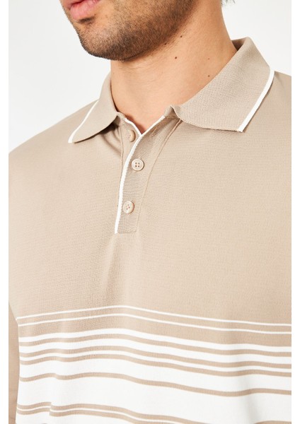 Erkek Göğüs Çizgili Örme Kazak Şık ve Rahat Günlük Kullanıma Uygun Düğmeli Polo Yaka Kısa Kol Kazak fiyatları