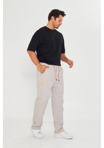 Erkek Baggy Parçalı Desen Yan Etiketli Gabardin Pantolon 721