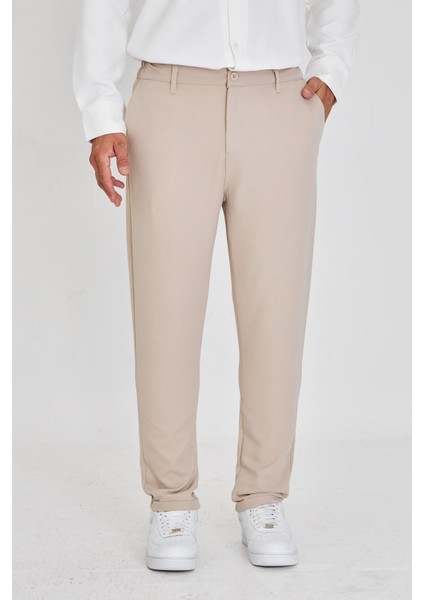 Erkek Bel Yarım Lastikli Kemerli Double Paça Dabıl Face Kumaş Slim Fit Pantolon fiyatları
