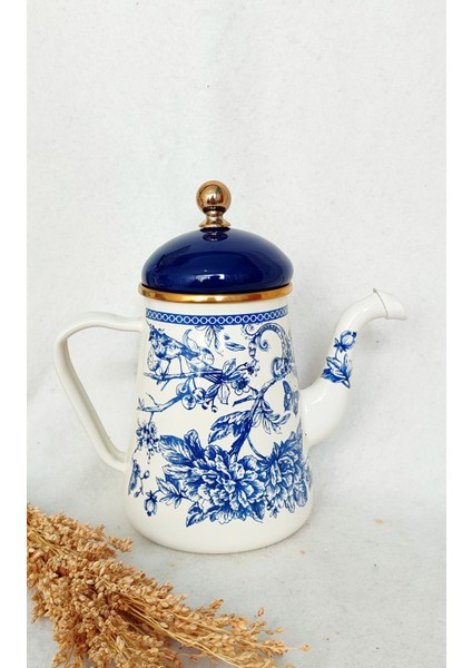 Blue Blanc Emaye Ibrik Dekoratif Kahve Demliği Yağdanlık fiyatları