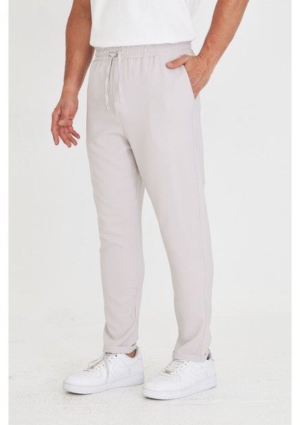 Erkek Bel Lastikli Bağcıklı Duble Paça Slim Fit Jogger Pantolon