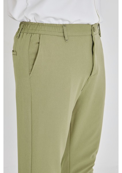 Erkek Bel Yarım Lastikli Kemerli Double Paça Dabıl Face Kumaş Slim Fit Pantolon modelleri