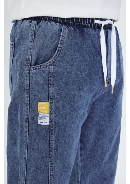 Erkek Parçalı Desen Yan Etiketli Baggy Kot Pantolon 721 fırsatları