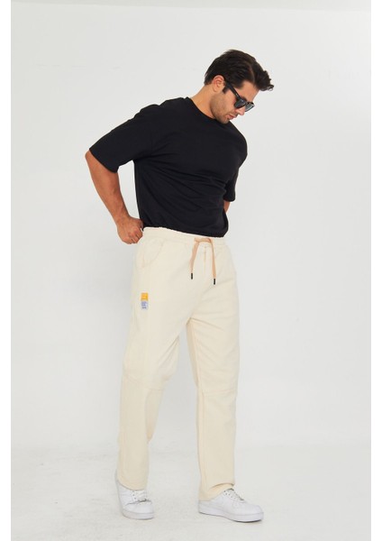 Erkek Baggy Parçalı Desen Yan Etiketli Gabardin Pantolon 721