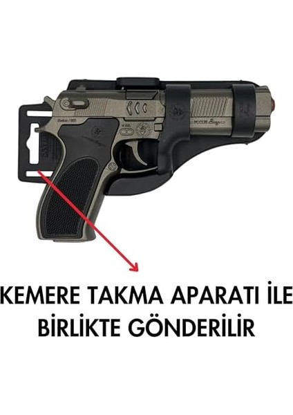 oyuncak full metal polimer füme sekiz patlar mantar mermi hediye kemere takma aparatı ile beraber kovboy zamanı zararsız eğlence