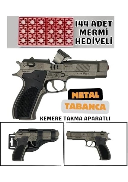 oyuncak full metal polimer füme sekiz patlar mantar mermi hediye kemere takma aparatı ile beraber kovboy zamanı zararsız eğlence fiyatları