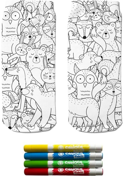 Dijital Baskılı Boyama Patik Çorap