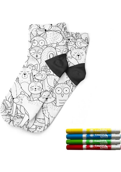 Dijital Baskılı Boyama Patik Çorap modelleri