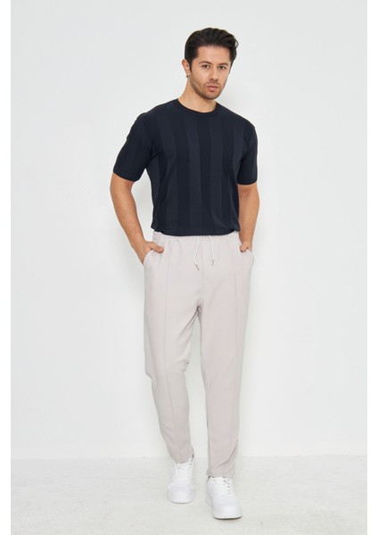 Erkek Kısa Kollu Bisiklet Yaka Düz Kabartma Desen Yaza Uygun ve Günlük Kullanıma Şık Rahat Triko fiyatları