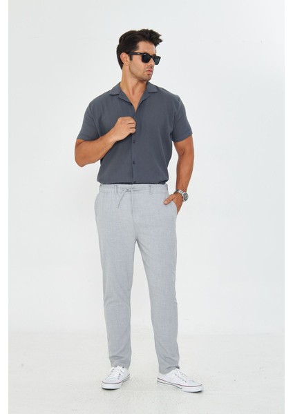 Erkek Bel Kemerli Klasik Bez Ayağı Kumaş Jogger modelleri