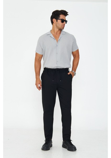 Erkek Bel Kemerli Klasik Bez Ayağı Kumaş Jogger fiyatları