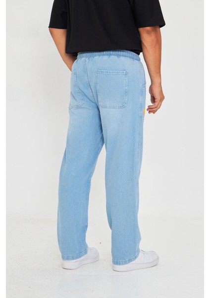 Erkek Parçalı Desen Yan Etiketli Baggy Kot Pantolon 721 indirimleri