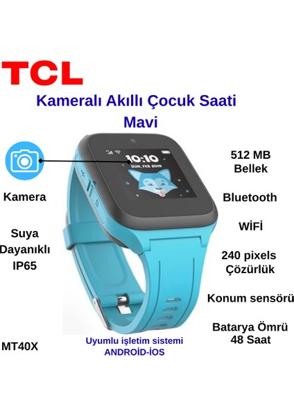 MT40X Movetime 4g Akıllı Çocuk Saati - Mavi