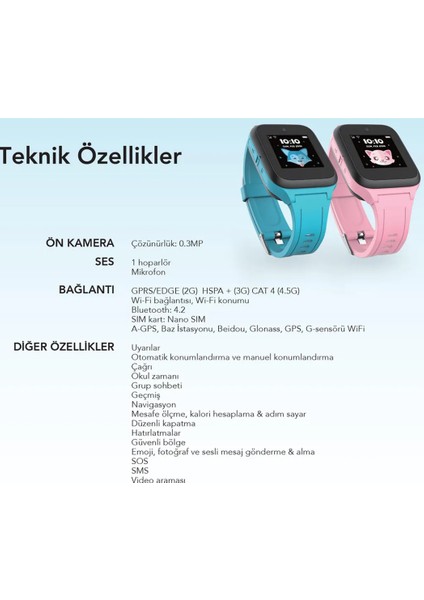 MT40X Movetime 4g Akıllı Çocuk Saati - Mavi