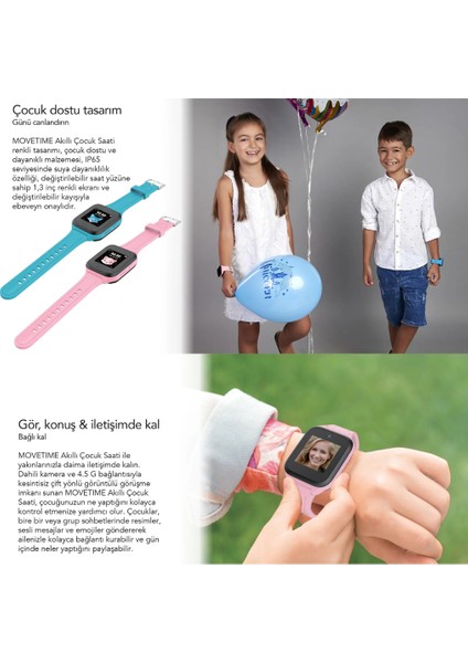 MT40X Movetime 4g Akıllı Çocuk Saati - Mavi