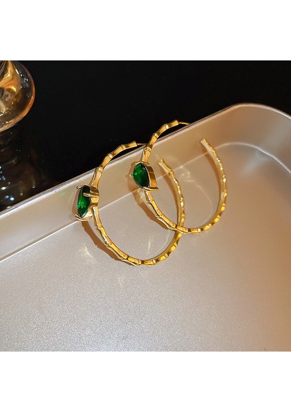 Yeşil Zirkon Çiçek Geometrik Küpeler Mizaç Çok Yönlü Küpeler Hafif Lüks Üst Düzey Küpe Tasarım Hissi (Yurt Dışından)