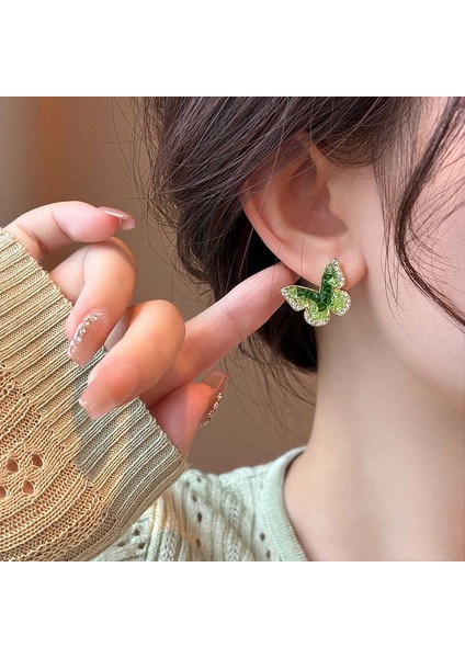 Yeşil Zirkon Çiçek Geometrik Küpeler Mizaç Çok Yönlü Küpeler Hafif Lüks Üst Düzey Küpe Tasarım Hissi (Yurt Dışından) indirimleri