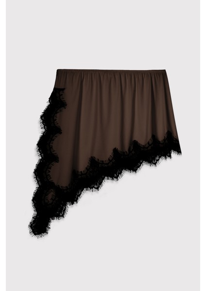 Dantelli Yan Yırtmaçlı Asimetrik Mini Jarse Etek indirimleri