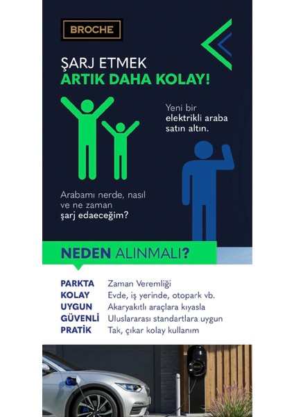 Elektrikli Araç Sarj Istasyonu 22KW/32A 5m Kablo Dahil indirimleri