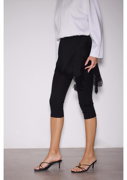 Dantelli Yan Yırtmaçlı Asimetrik Mini Jarse Etek fiyatları