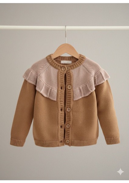 Fırfırlı Önden Düğmeli Triko Bebek&çocuk Hırka 6-9-1-2-3-4 Yaş (Cotonel Triko)