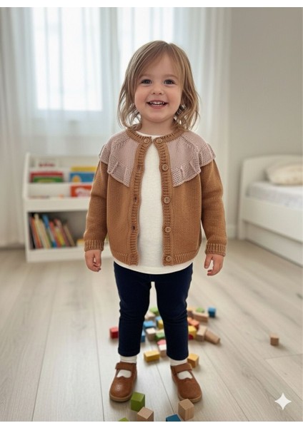 Fırfırlı Önden Düğmeli Triko Bebek&çocuk Hırka 6-9-1-2-3-4 Yaş (Cotonel Triko) fiyatları