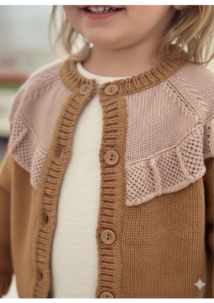 Fırfırlı Önden Düğmeli Triko Bebek&çocuk Hırka 6-9-1-2-3-4 Yaş (Cotonel Triko) modelleri