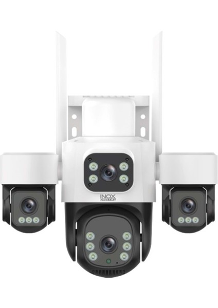 INOX-X114 4X3MP Dört Lensli Wifi Ptz Kamera Beyaz Renkli Su Geçirmez Tüm Mekanlar Için
