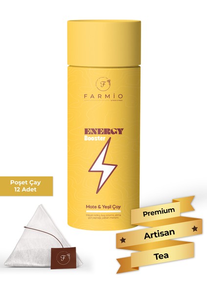 Enerji Çayı – 12 Poşet – Mate, Meyankökü, Kuş Üzümü, Yeşilçay, Elma