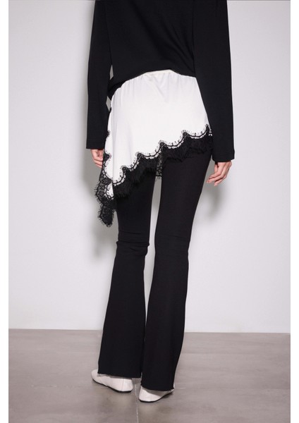 Dantelli Yan Yırtmaçlı Asimetrik Mini Jarse Etek fırsatları